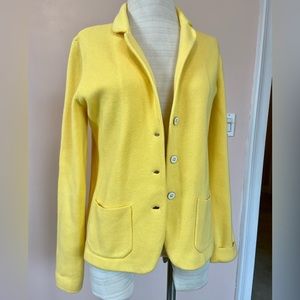 100% Cotton Cardigan Sweater Jacket Lemon Yellow Banana Republic